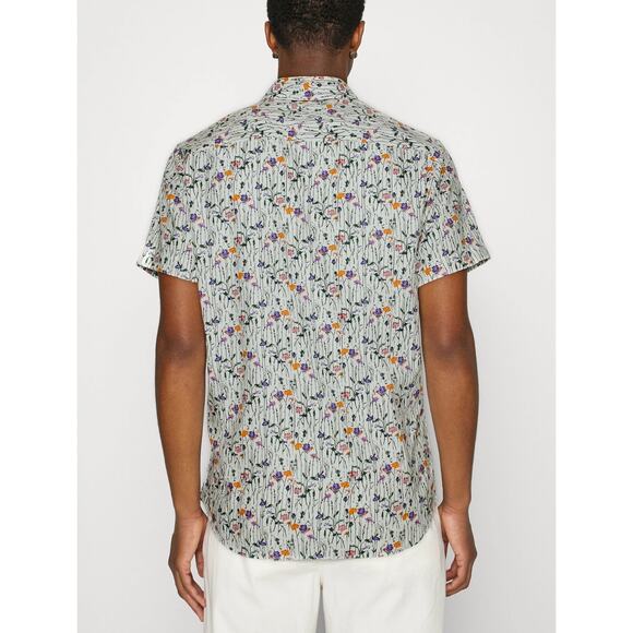 Selected Homme Floral Men Shirt Size L Short Sleeves Organic Cotton /Viscose - Picture 3 of 12